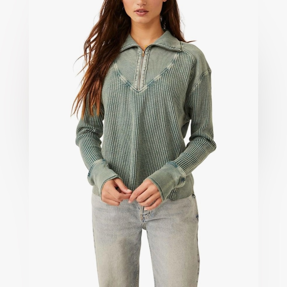 NWOT Free People Ashton Zip Thermal Dried Pine in Size XL